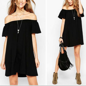 ASOS Off Shoulder Black Mini Dress Size 4 Small